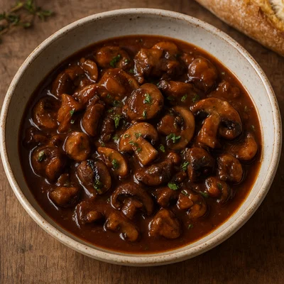 Pilzragout mit Rotweinsauce