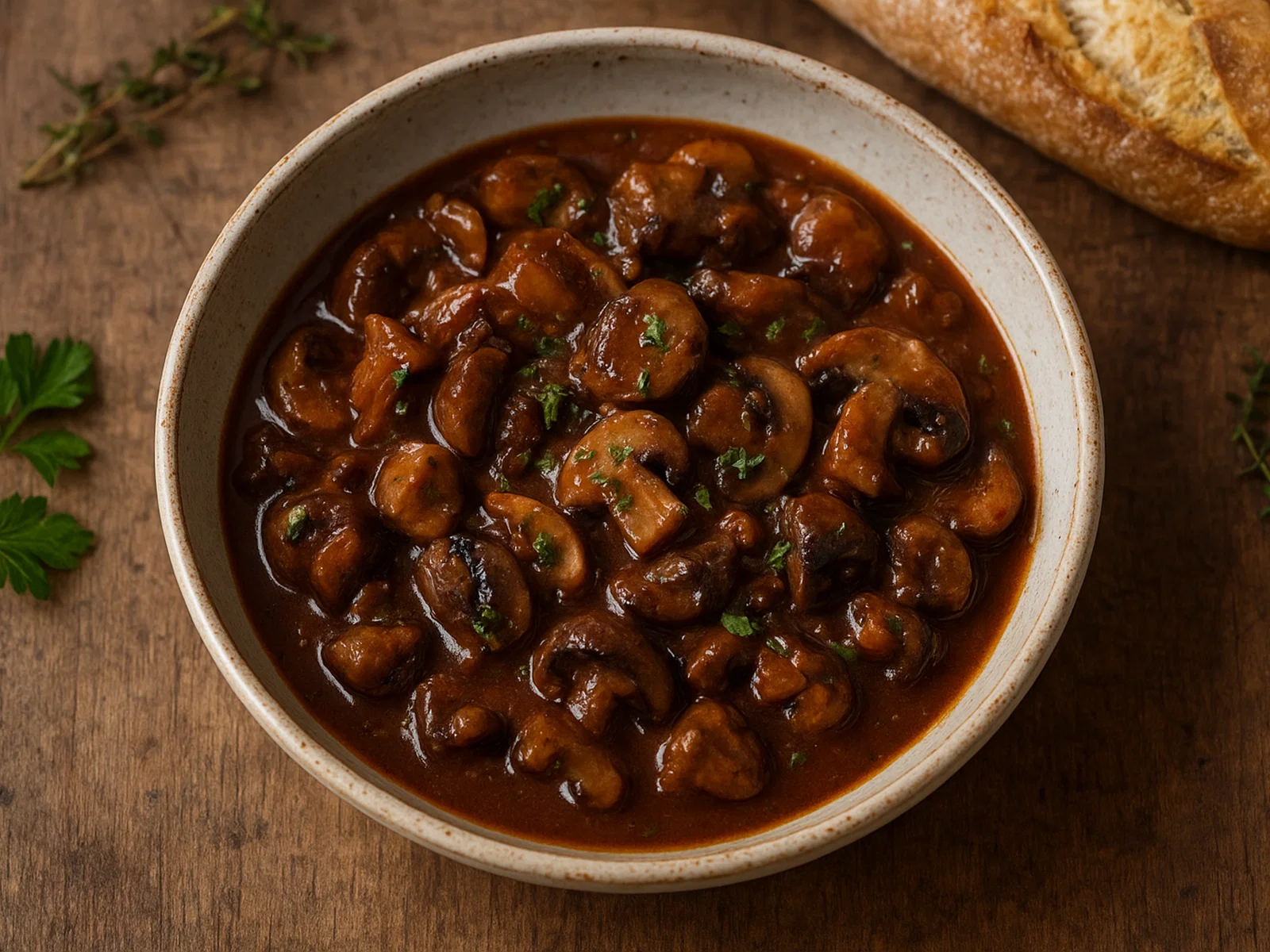 Pilzragout mit Rotweinsauce