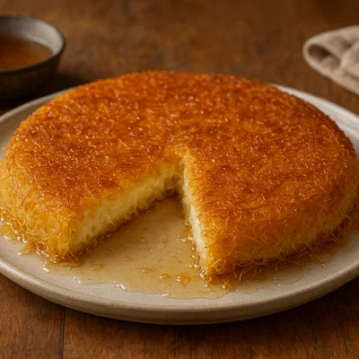 Konafa mit Käsefüllung und Rosenwasser-Zuckersirup
