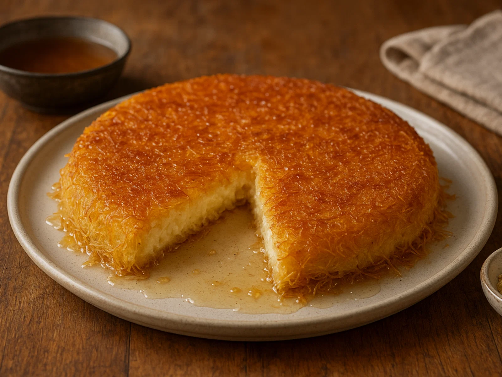Konafa mit Käsefüllung und Rosenwasser-Zuckersirup