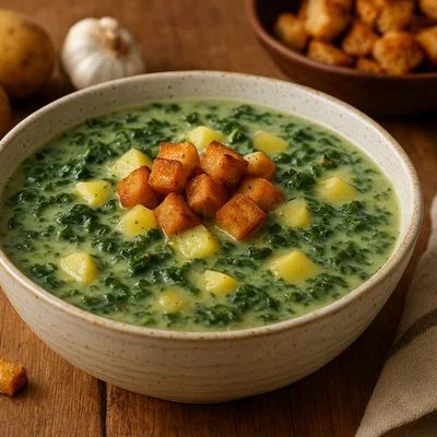 Grünkohl-Suppe mit Kartoffeln