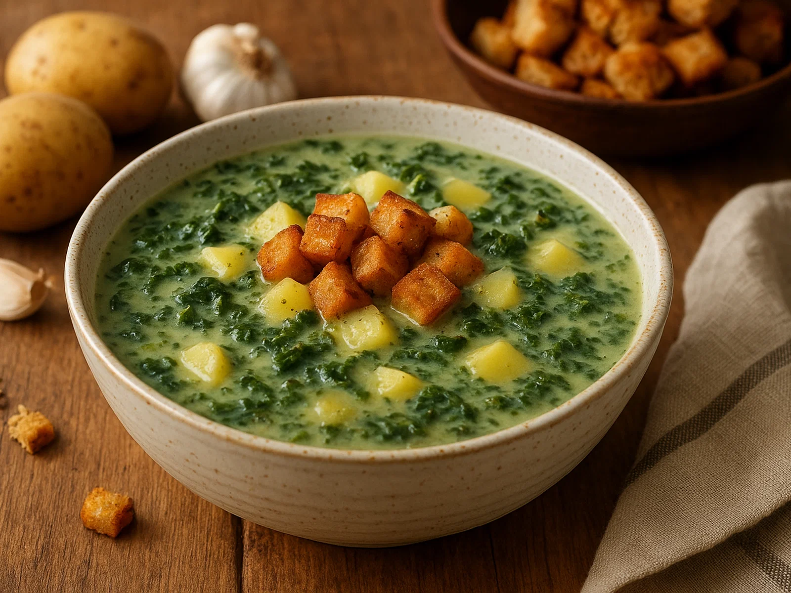 Grünkohl-Suppe mit Kartoffeln