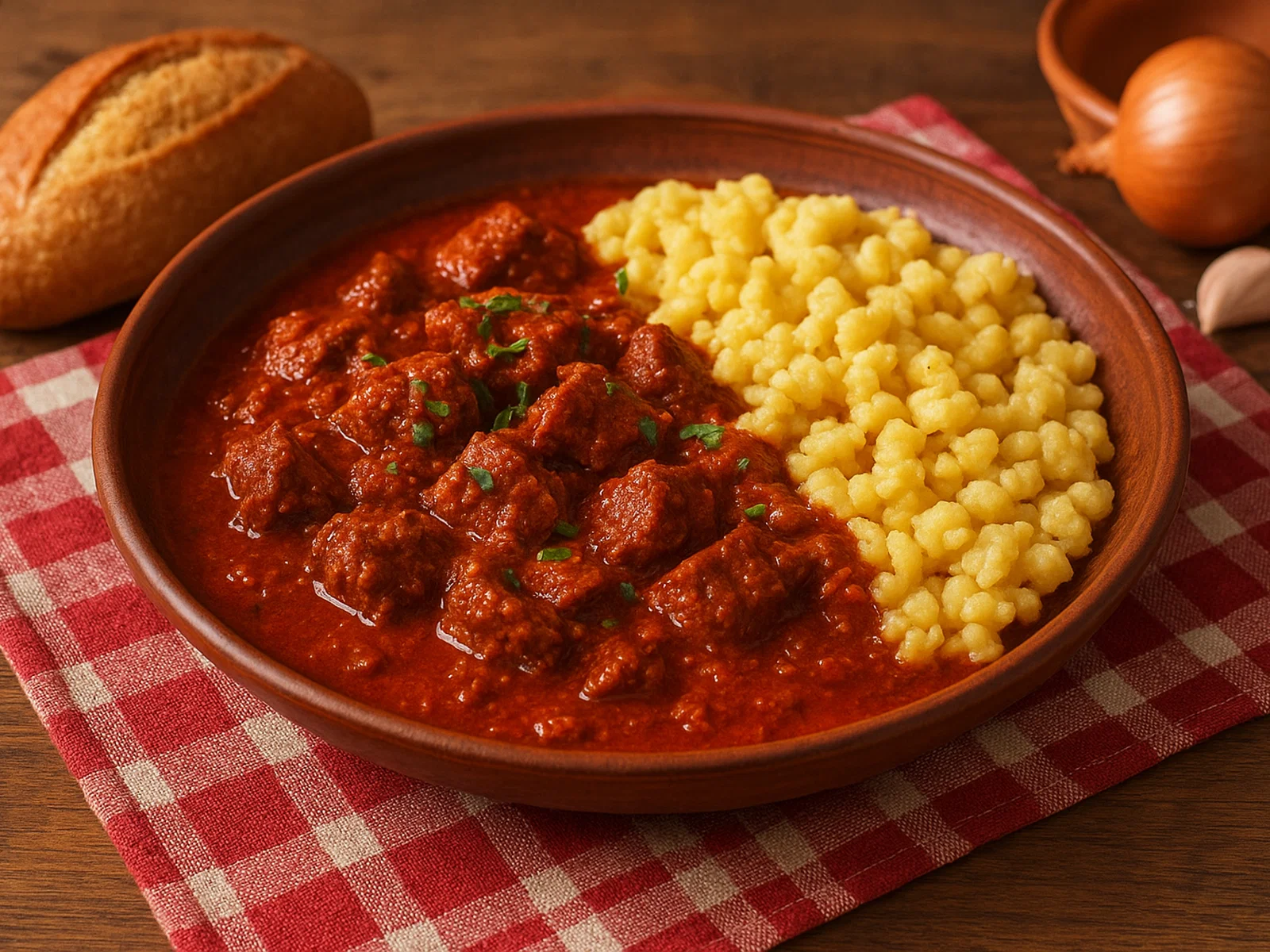 Ungarisches Pörkölt (traditioneller Paprika-Fleischeintopf)