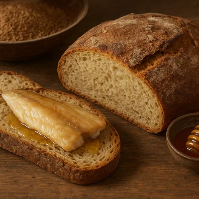 Herzhaftes „Inuit“-Brot mit Fisch, Honig und geröstetem Mehl