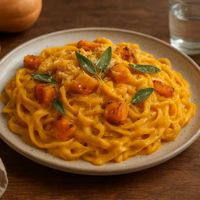 Cremige Kürbis-Pasta mit Salbei und Parmesan