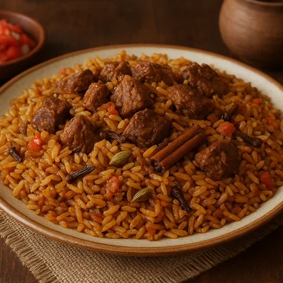 Ostafrikanischer Pilau mit Rindfleisch