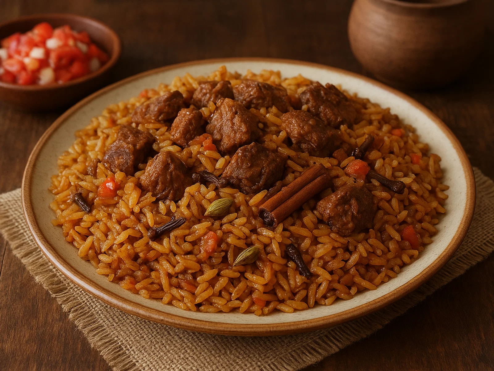 Ostafrikanischer Pilau mit Rindfleisch