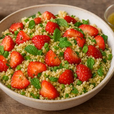 Erdbeer‑Couscous‑Salat mit Minze und Zitronen-Vinaigrette