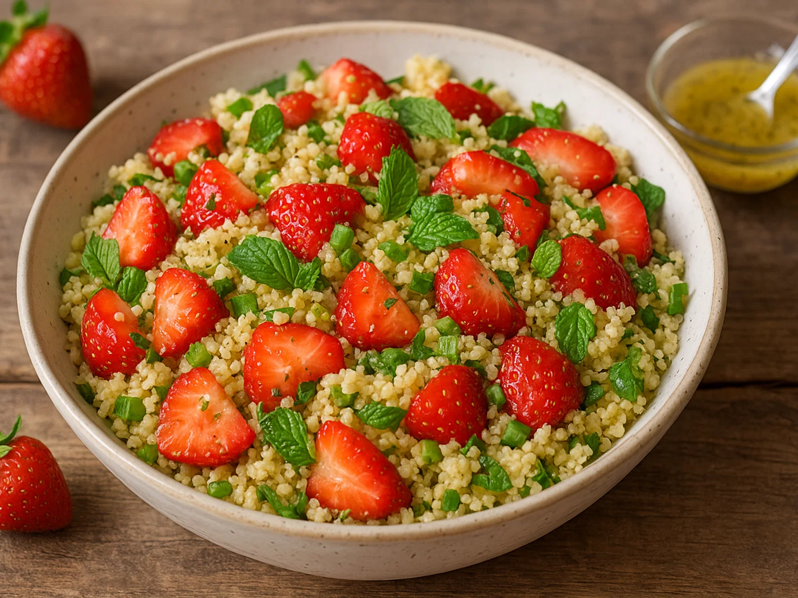Erdbeer‑Couscous‑Salat mit Minze und Zitronen-Vinaigrette