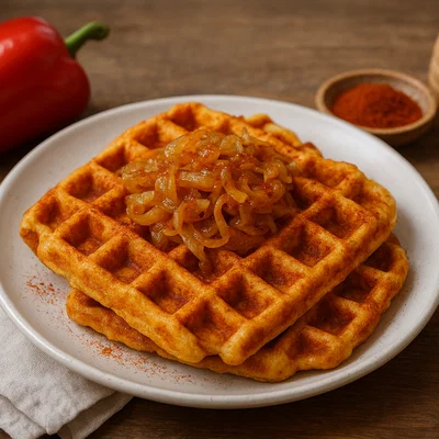 Herzhafte Paprika-Zwiebel-Waffeln
