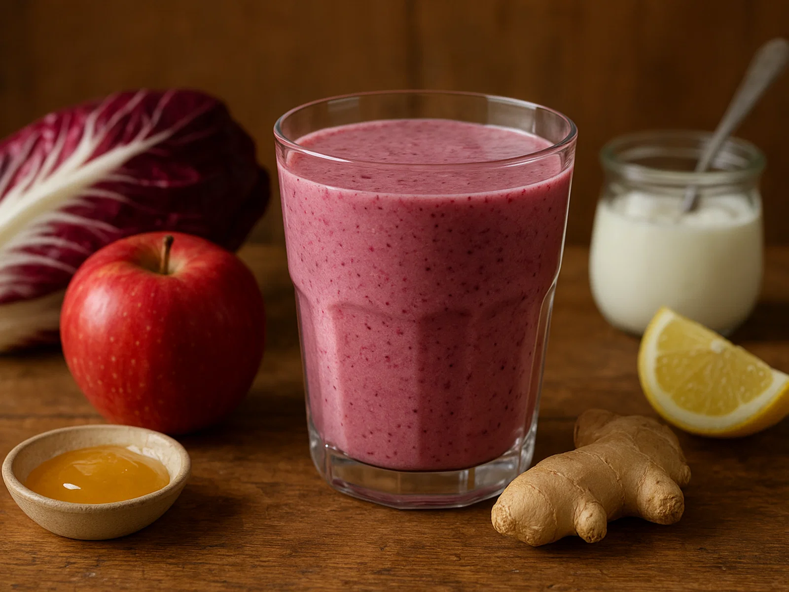 Radicchio-Apfel-Smoothie mit Ingwer und Zitrone