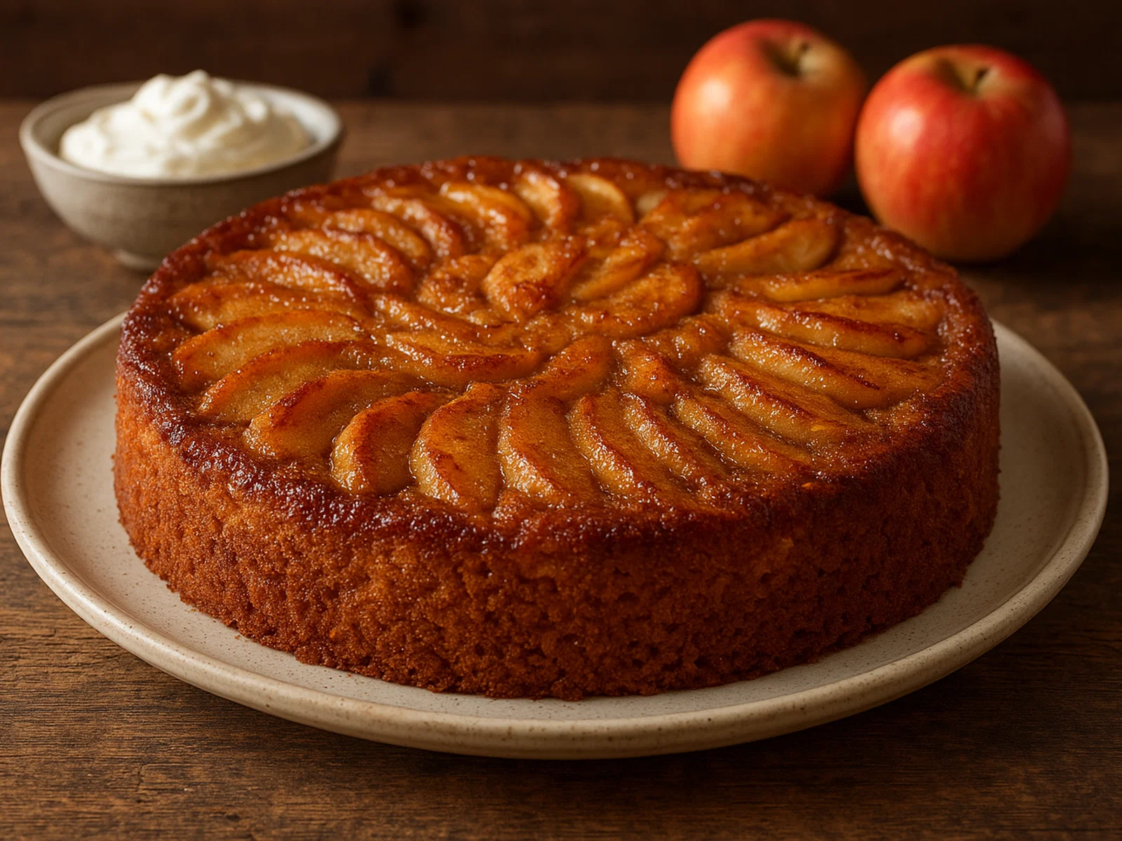 Karamellisierter Apfelkuchen mit Zimt und Vanille
