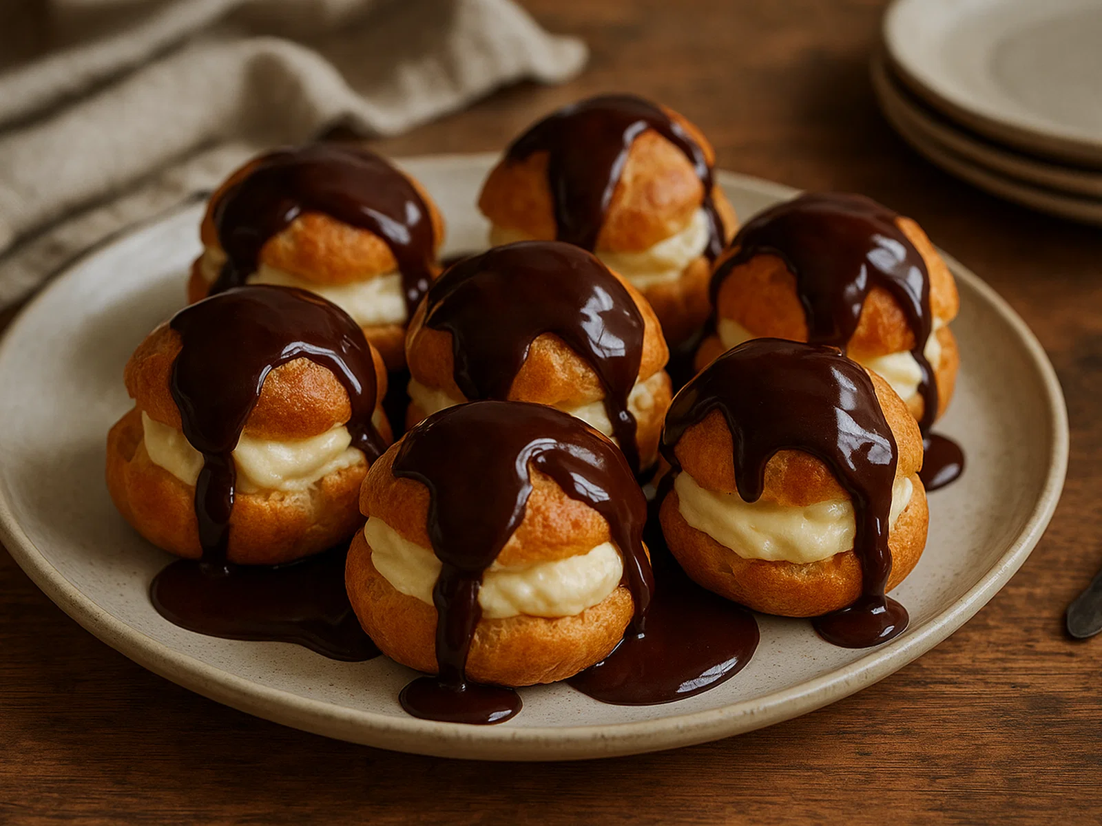 Profiteroles mit Schokoladensauce