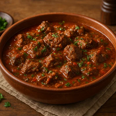 Vai Siaine – geschmortes Rindfleisch in würziger Kräuter-Tomatensauce