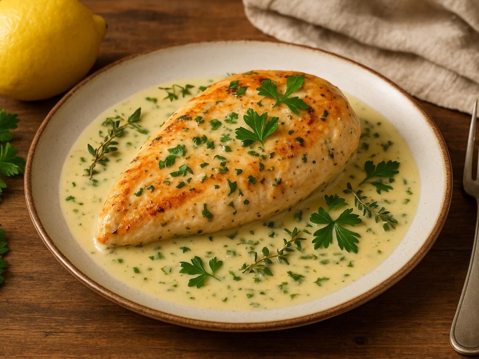Hähnchenbrust mit Zitronen-Kräuter-Sauce