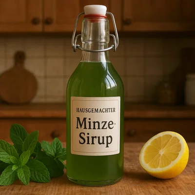 Hausgemachter Minze-Sirup für Limonaden