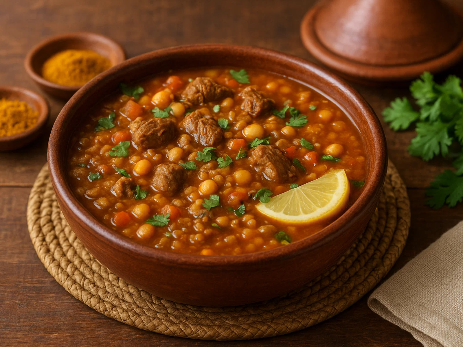 Harira – traditionelle marokkanische Lamm‑Linsen-Suppe