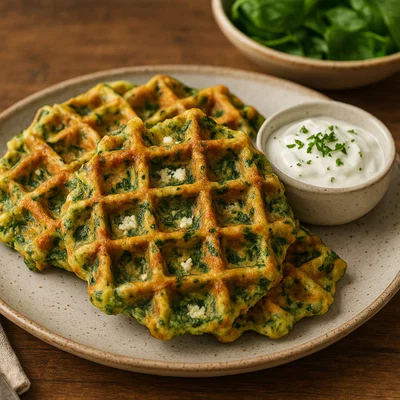 Herzhafte Spinat-Feta-Waffeln