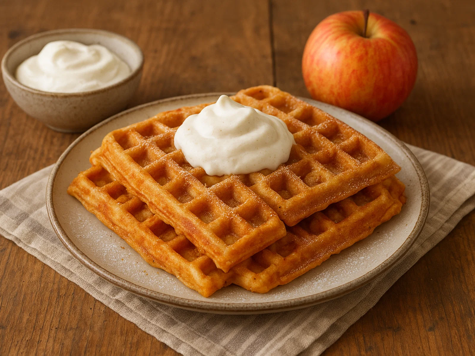 Apfel-Zimt-Waffeln mit Vanille