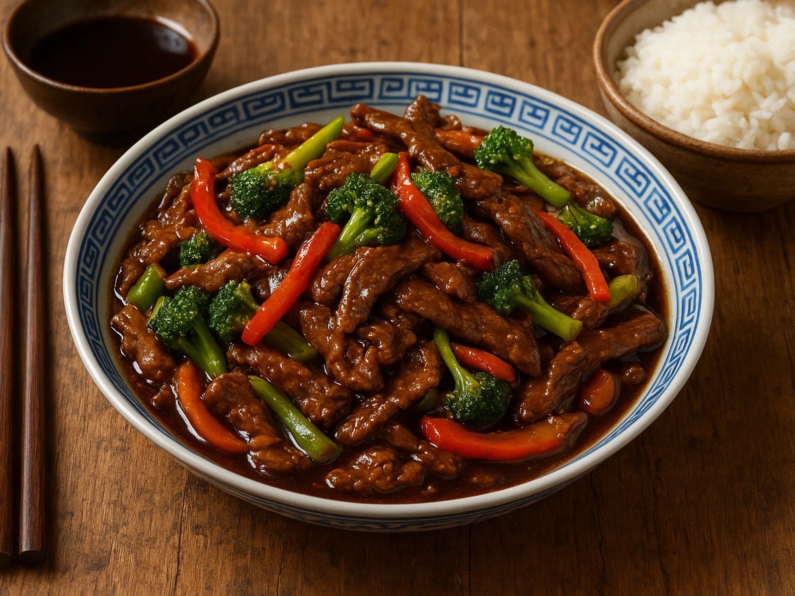 Tsuiwan – chinesische Wokpfanne mit Rindfleisch und Gemüse in würzig-süßer Sauce