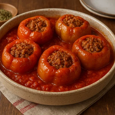 Punjene Paprike (Gefüllte Paprika aus dem Balkan)