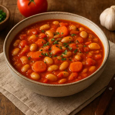 Herzhafter Tomaten-Bohnen-Eintopf