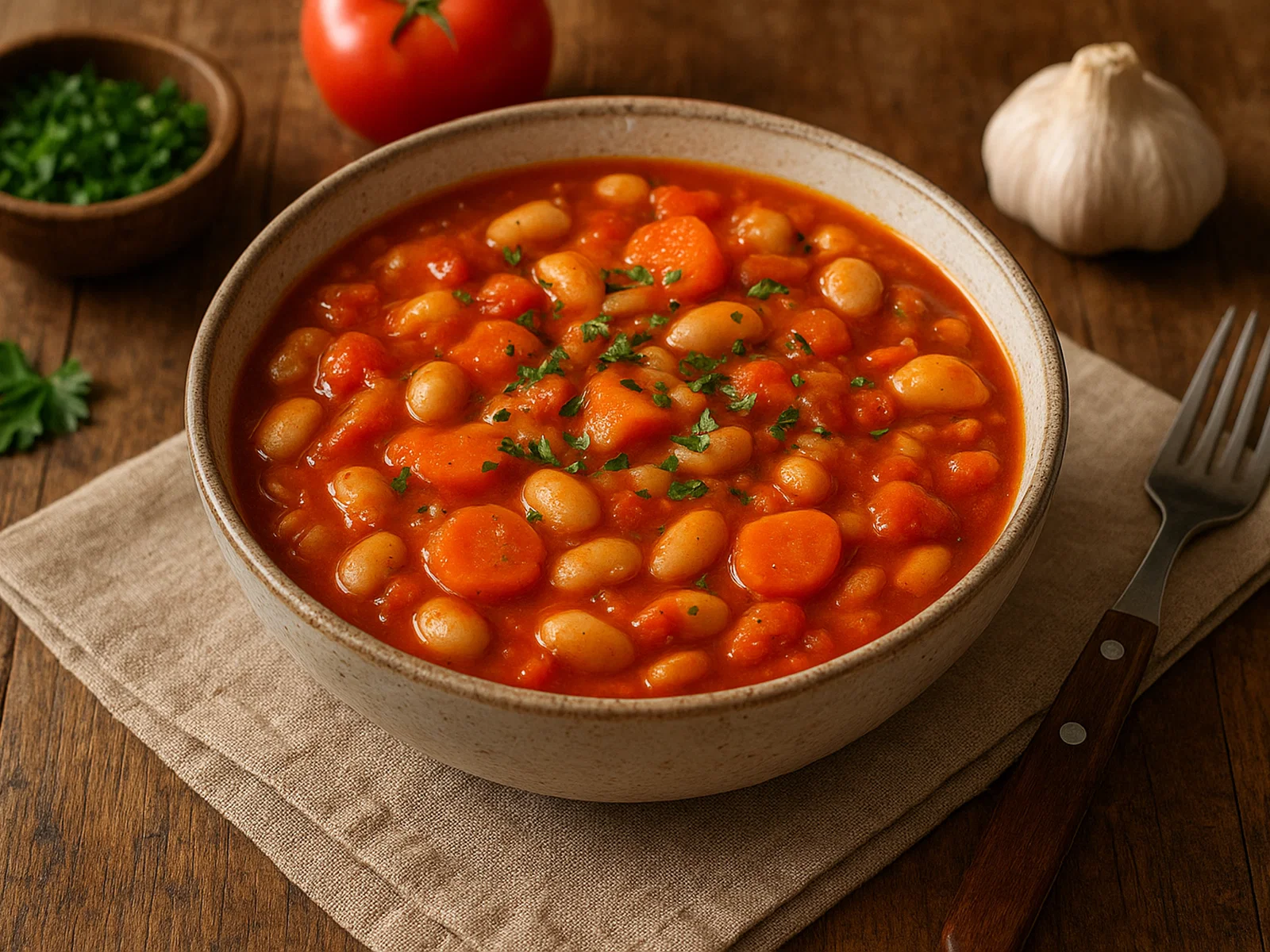 Herzhafter Tomaten-Bohnen-Eintopf