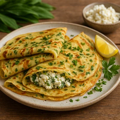 Bärlauch-Crêpes mit Feta