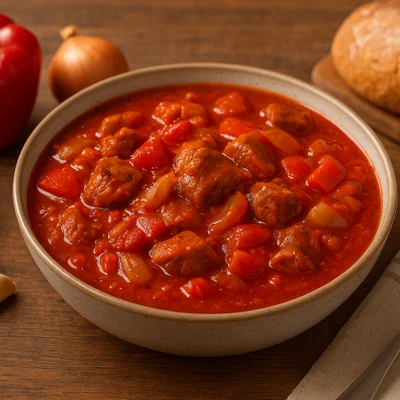 Schweinefleisch-Gulasch mit Paprika