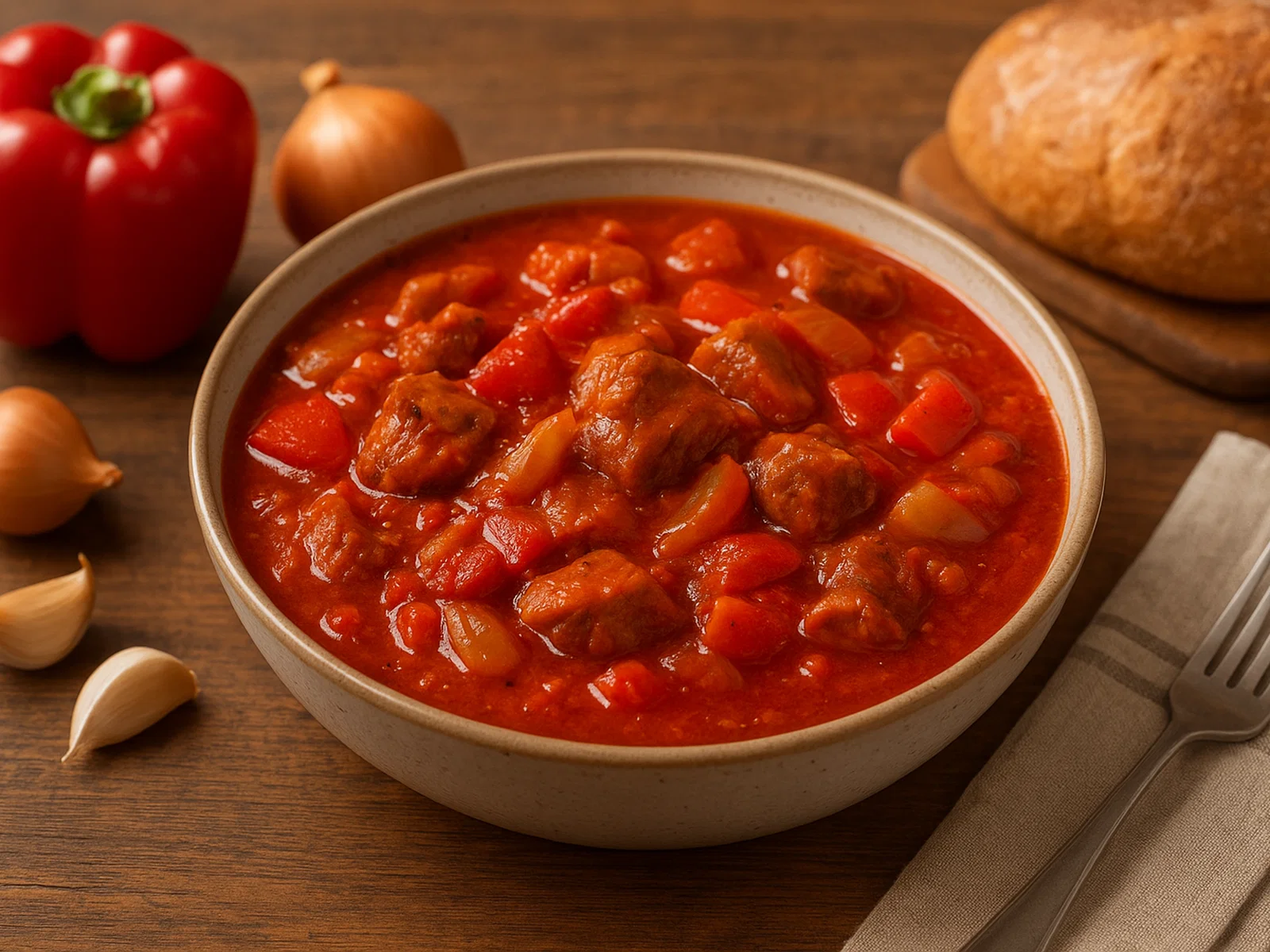 Schweinefleisch-Gulasch mit Paprika
