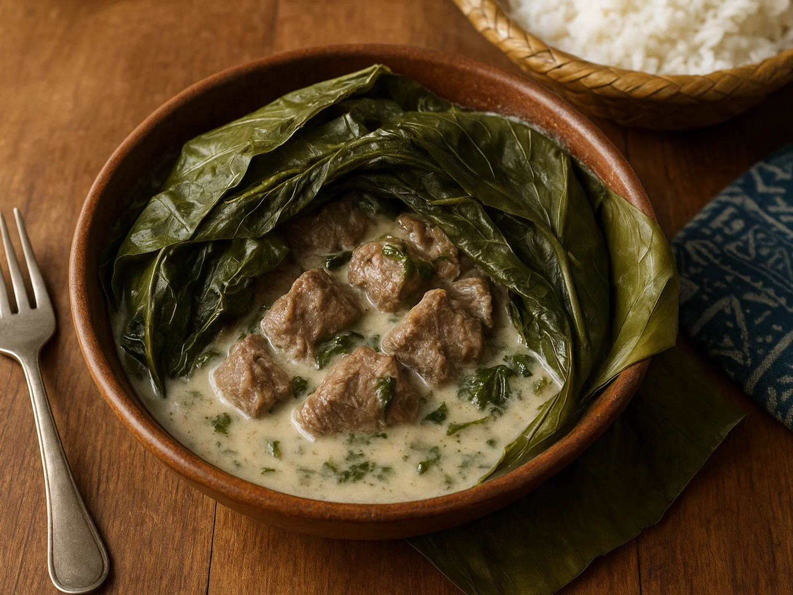 Lū Pūlu – Tongaisches Rindfleisch in Taro- und Bananenblättern mit Kokosmilch