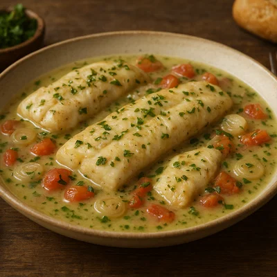 Poisson Braisé – Geschmorter Fisch in Weißwein-Kräuter-Sauce