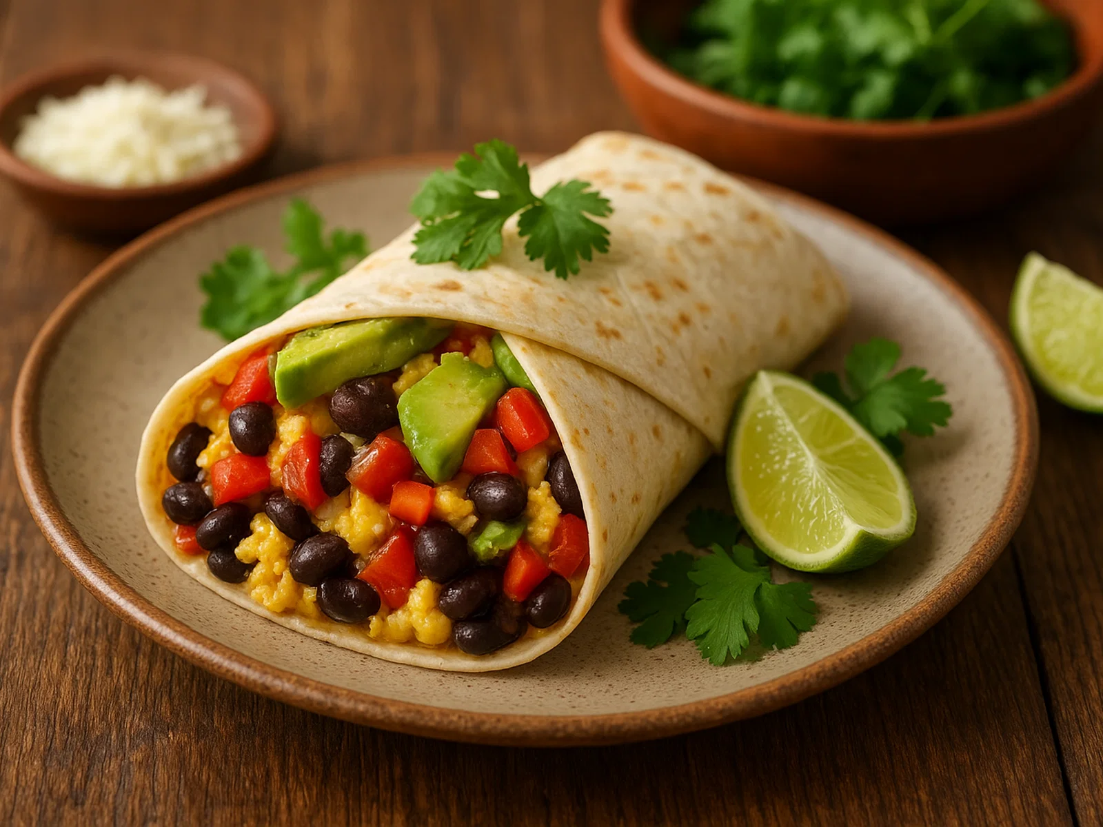 Frühstücks‑Burrito mit schwarzen Bohnen