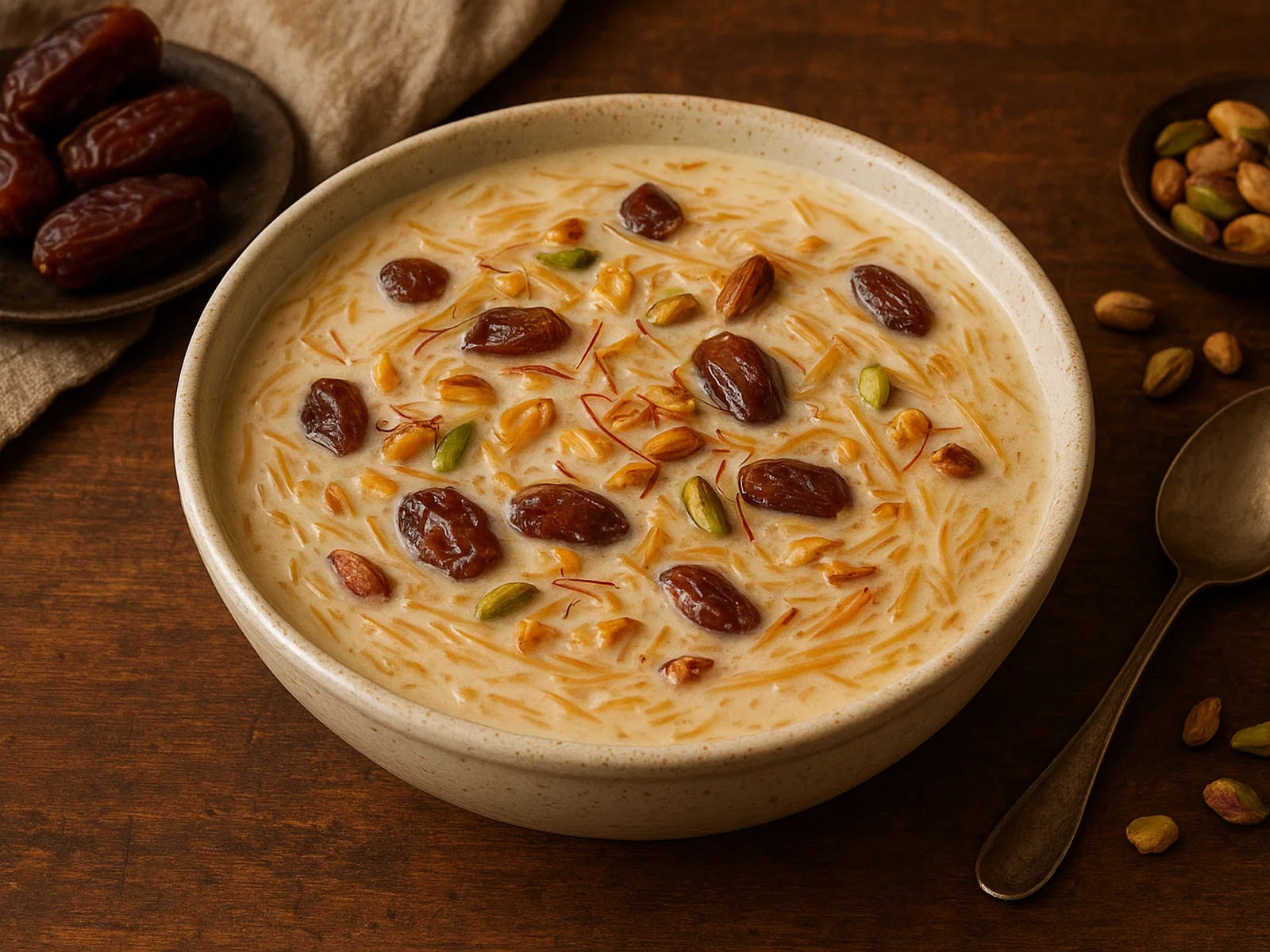 Sheer Khurma – Festlicher Milchpudding mit Fadennudeln und Trockenfrüchten