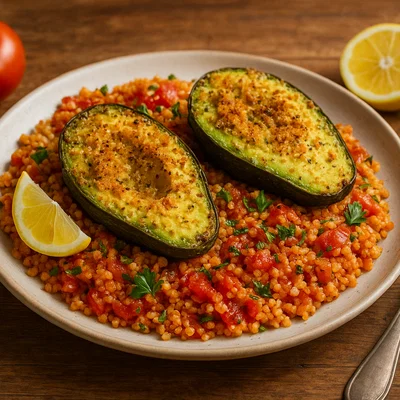 Gebackene Avocado mit Tomaten-Couscous