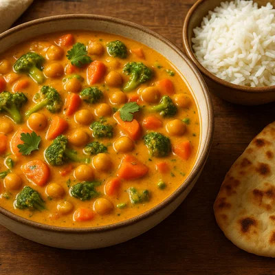 Cremiges Kichererbsen-Gemüse-Curry mit Kokosmilch
