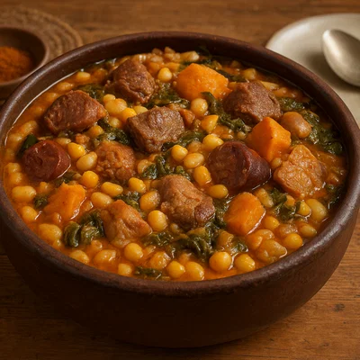 Cachupa à Moda de Angola – Angolanischer Bohnen-Mais-Eintopf mit Fleisch