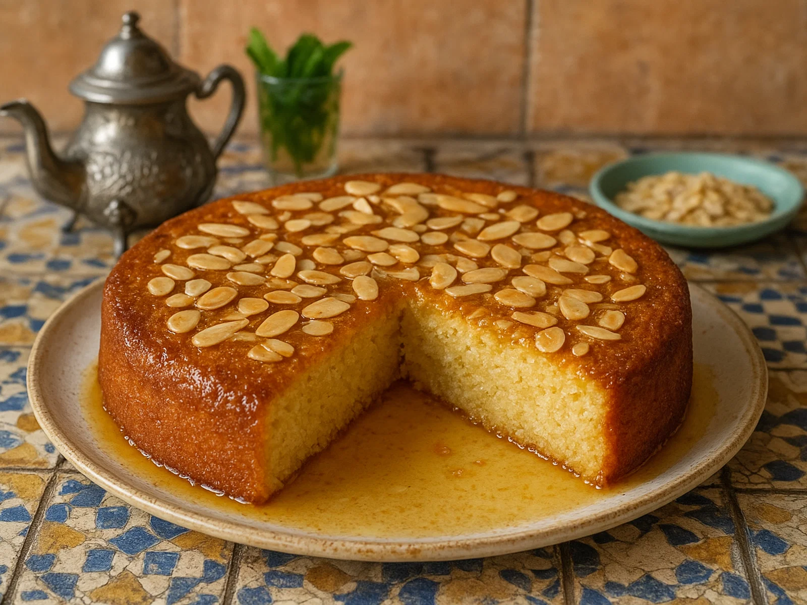Kalb el Louz – Algerischer Grießkuchen mit Mandeln und Orangensirup