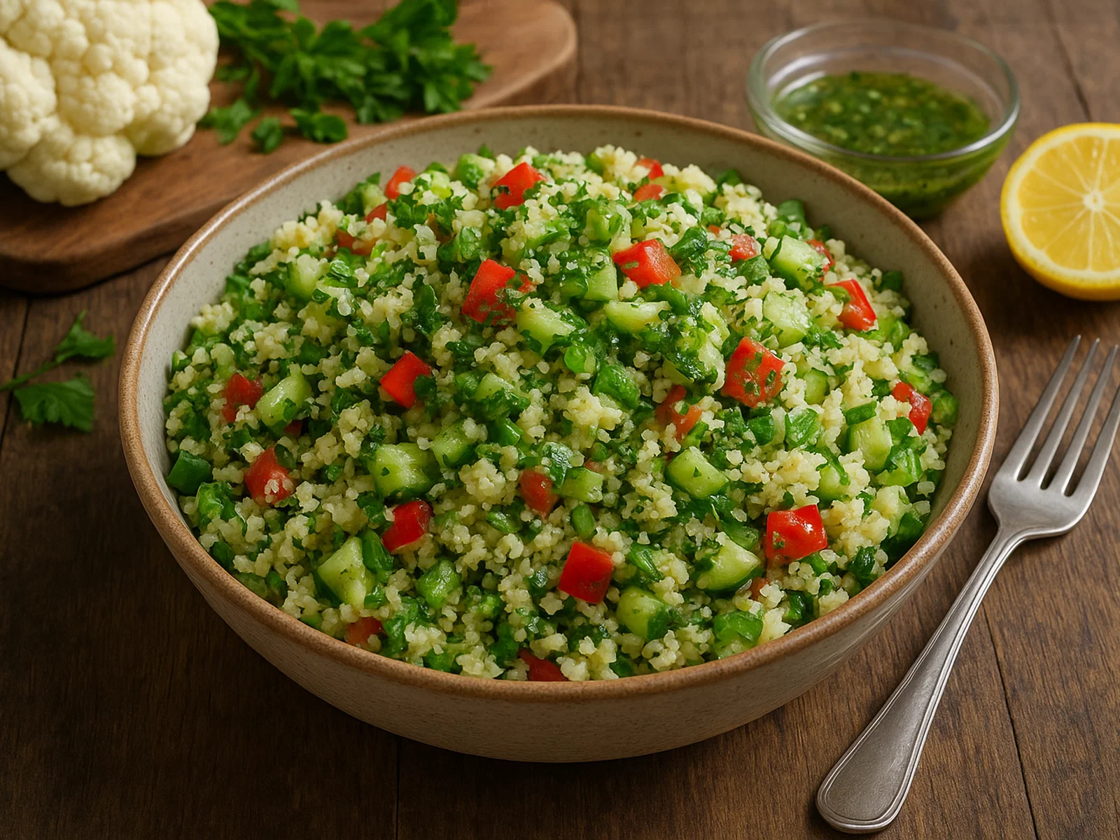 Blumenkohl-Couscous-Salat mit Kräuterdressing