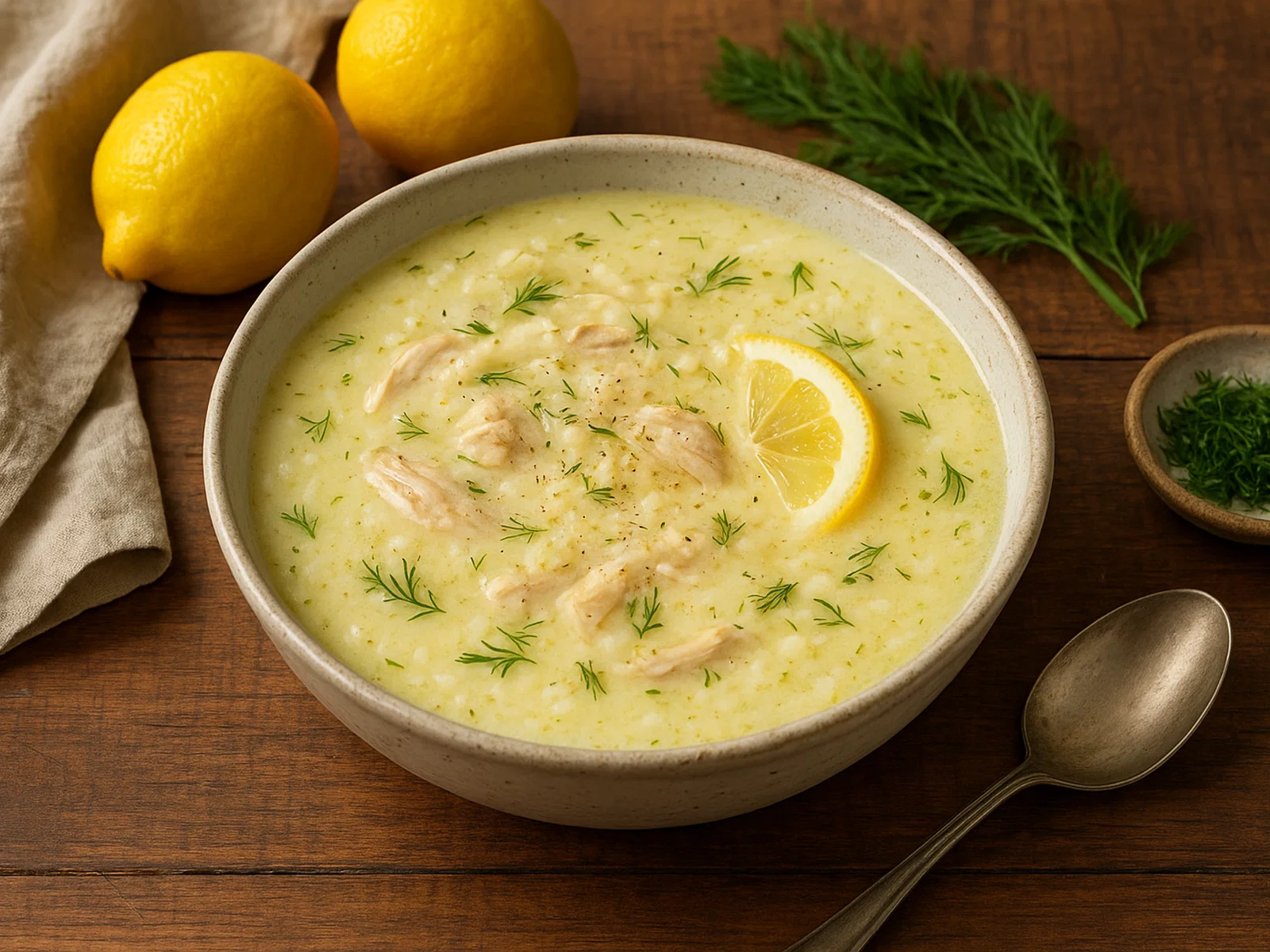 Griechische Avgolemono-Zitronen-Hühnersuppe
