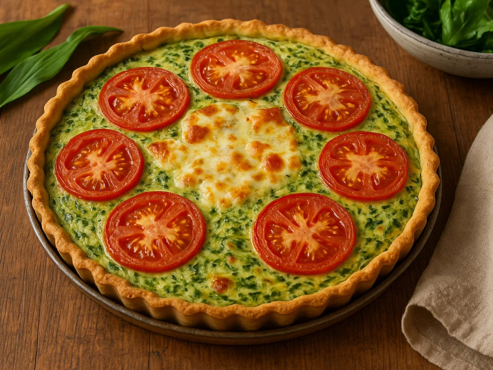 Bärlauch-Tarte mit Tomaten und Mozzarella