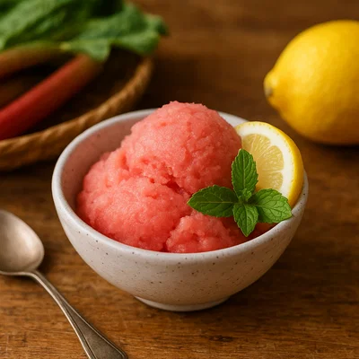 Rhabarber-Sorbet mit Zitrone