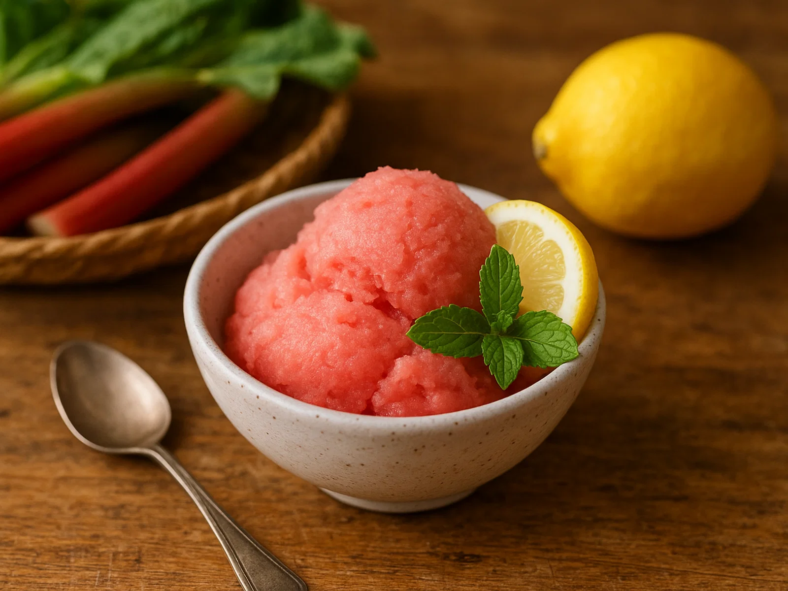 Rhabarber-Sorbet mit Zitrone