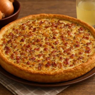 Herzhafter Zwiebelkuchen mit Speck und Kümmel