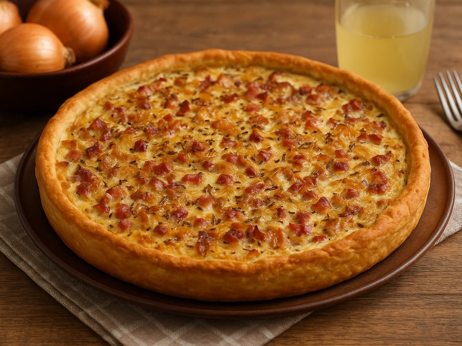 Herzhafter Zwiebelkuchen mit Speck und Kümmel