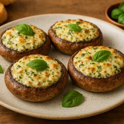 Gefüllte Portobello-Pilze mit cremiger Käuterfüllung