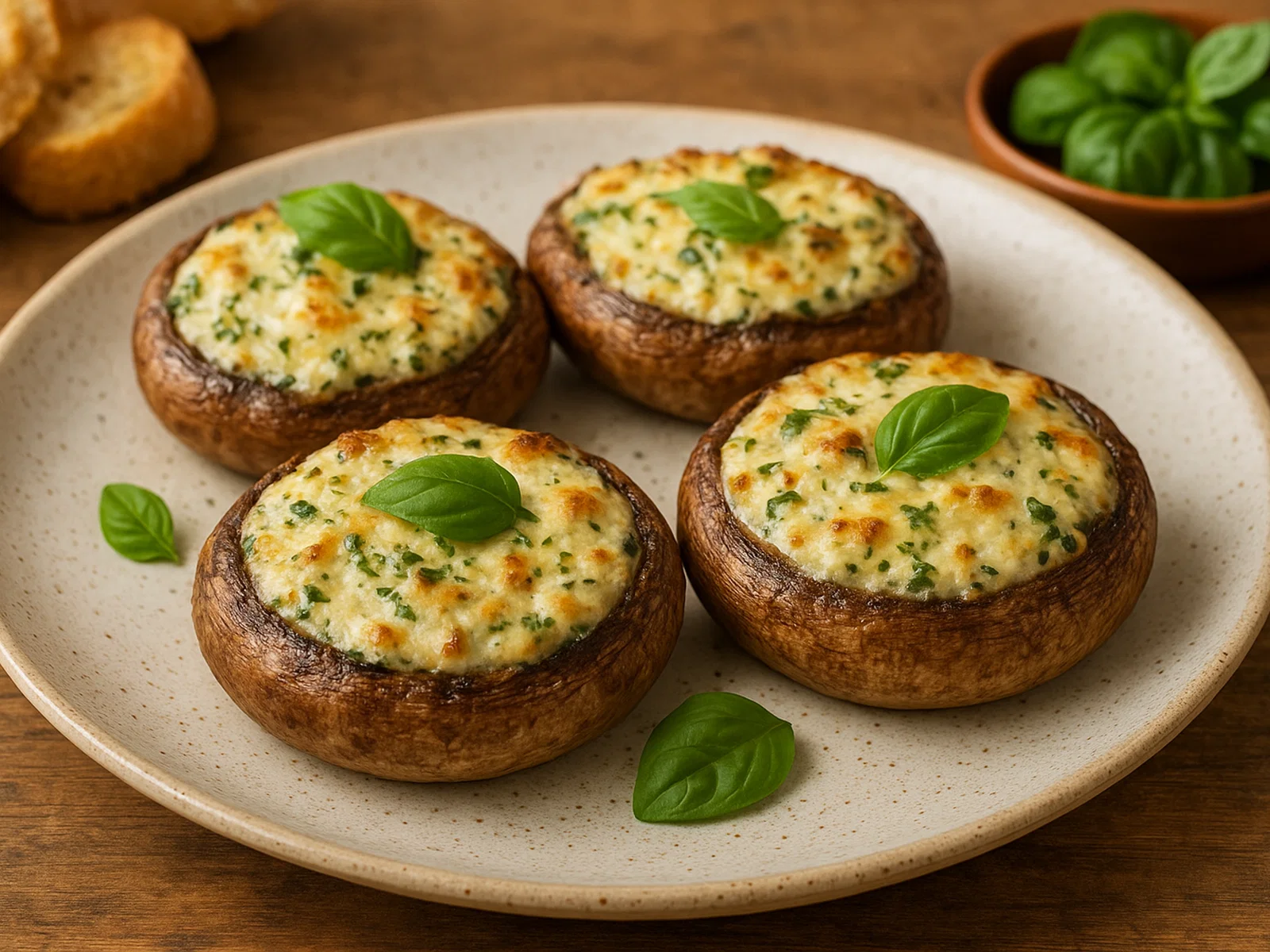 Gefüllte Portobello-Pilze mit cremiger Käuterfüllung