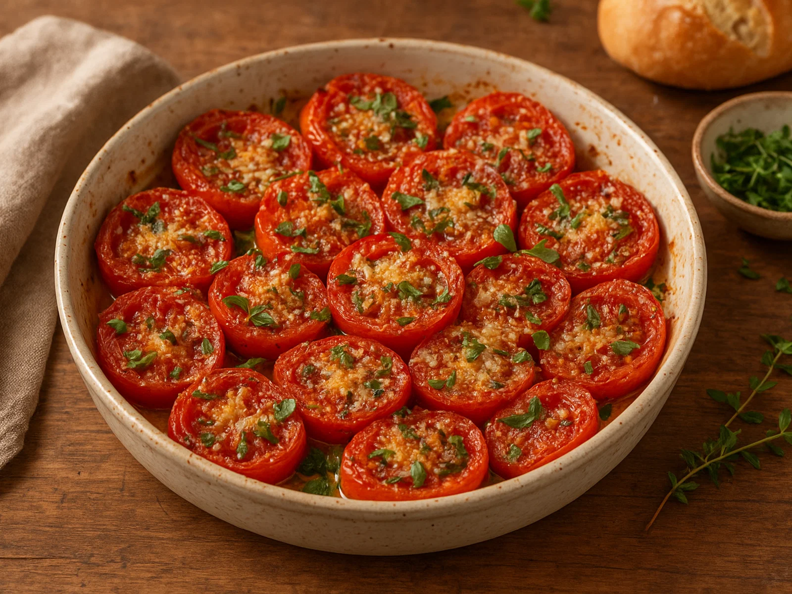 Pomodori al Forno mit Parmesan und frischen Kräutern