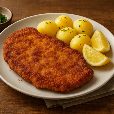 Klassisches paniertes Schnitzel aus der Pfanne
