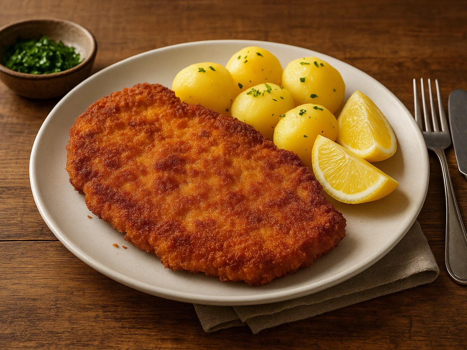 Klassisches paniertes Schnitzel aus der Pfanne